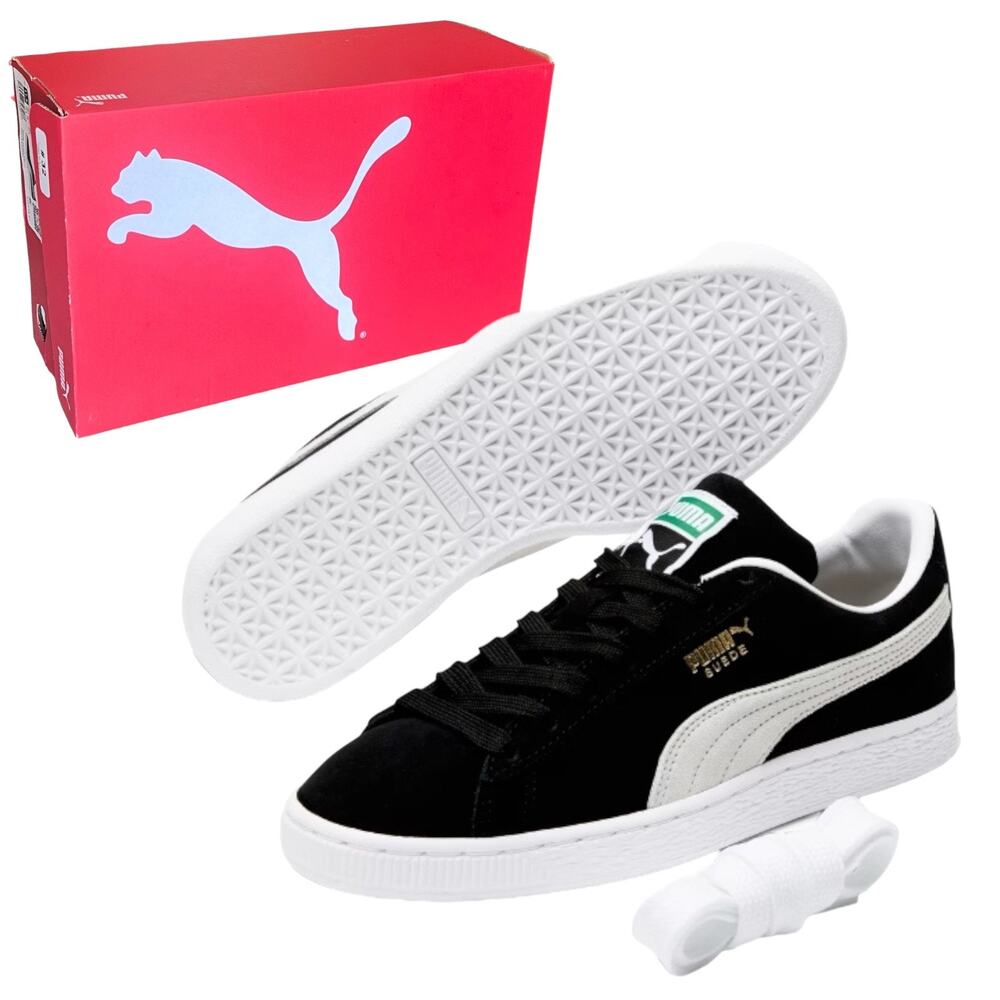 Puma Suede Classic Xxi Sneakers Shoe Womens 13 Mens 11.5 Black & White New Box